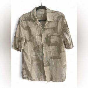 Men’s Zara linen blend button down shirt size M - used once